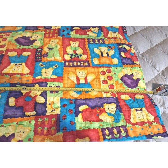 Childs Hand Made BEARS n BUTTERFLIES Baby Crib Quilt Blanket 48" x 36" - Picture 2 of 13